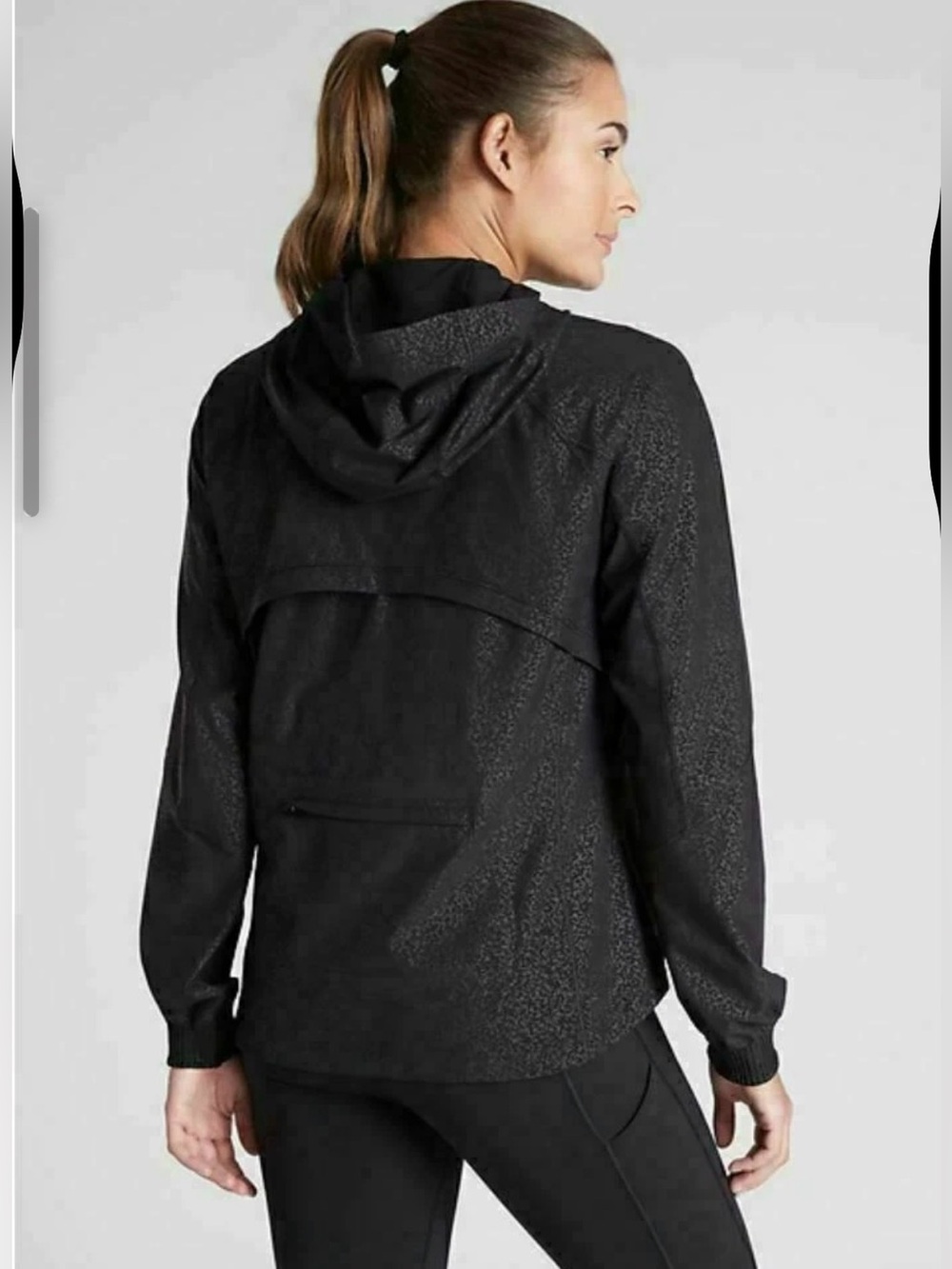 ATHLETA Running Free Printed Jacket Black Cosmos Hooded Running XL - Picture 2 of 15